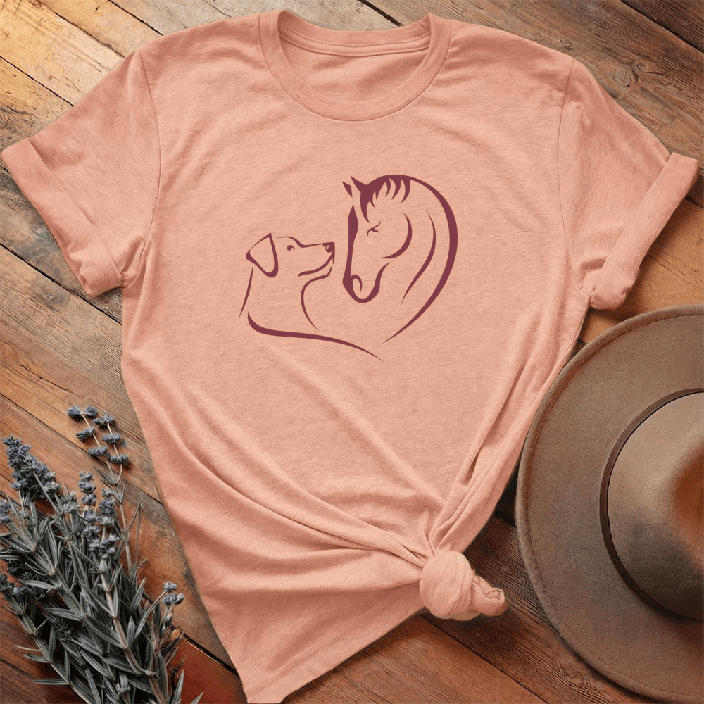 Horse & Dog Love - Premium Lightweight Tee - Heather Peach