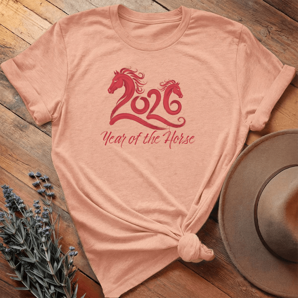 Year Of The Horse 3 - Premium Lightweight Tee - Heather Peach