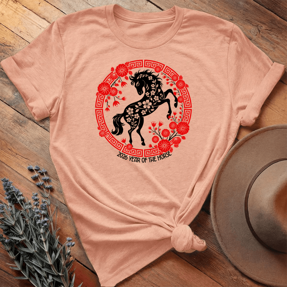 Year Of The Horse 9 - Premium Lightweight Tee - Heather Peach
