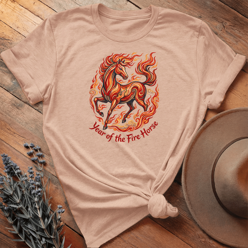Year Of The Fire Horse 8 - Premium Lightweight Tee - Heather Peach