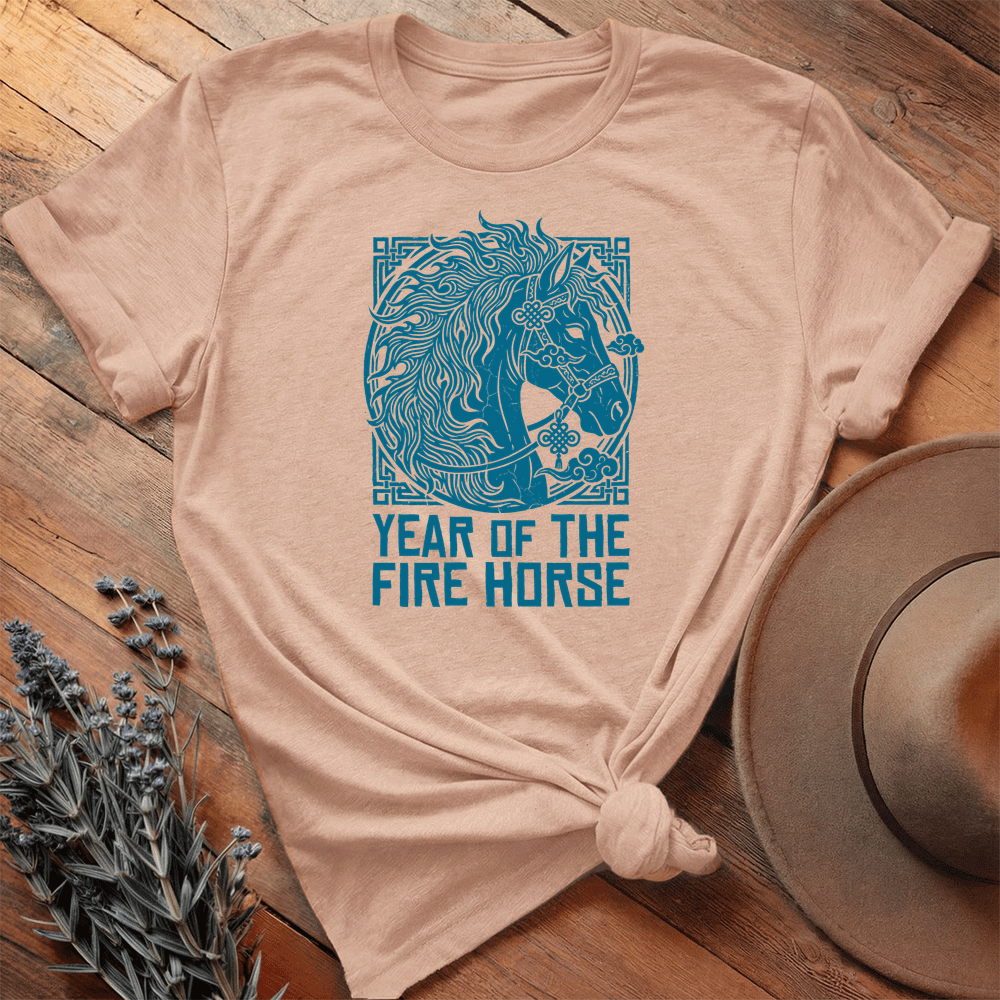 Year Of The Fire Horse 9 - Premium Lightweight Tee - Heather Peach