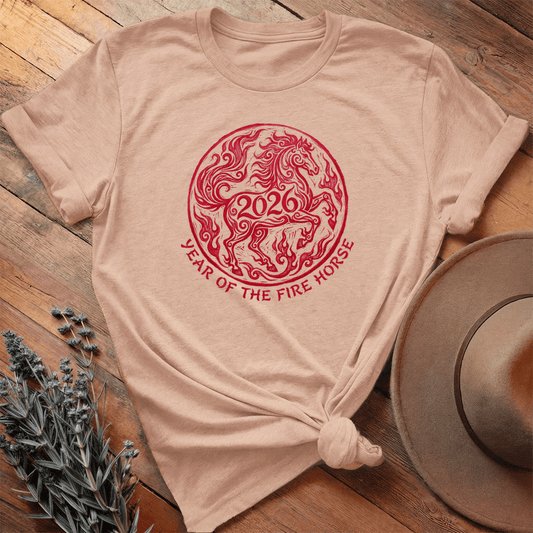 Year Of The Fire Horse 2 - Premium Lightweight Tee - Heather Peach