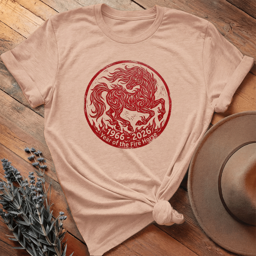 Year Of The Fire Horse 3 - Premium Lightweight Tee - Heather Peach