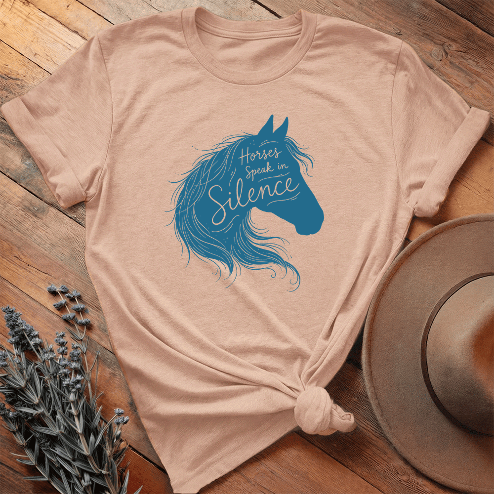 Horses Speak in Silence 1 - Premium Lightweight Tee - Heather Peach