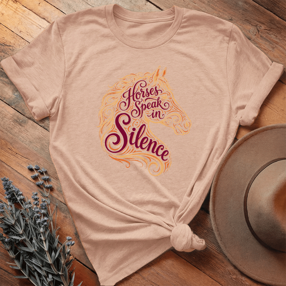 Horses Speak in Silence 2 - Premium Lightweight Tee - Heather Peach