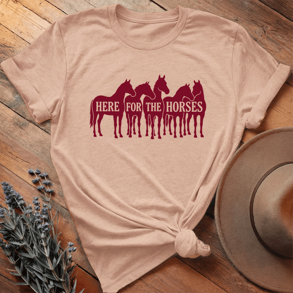 Here for the Horses - Premium Lightweight Tee - Heather Peach