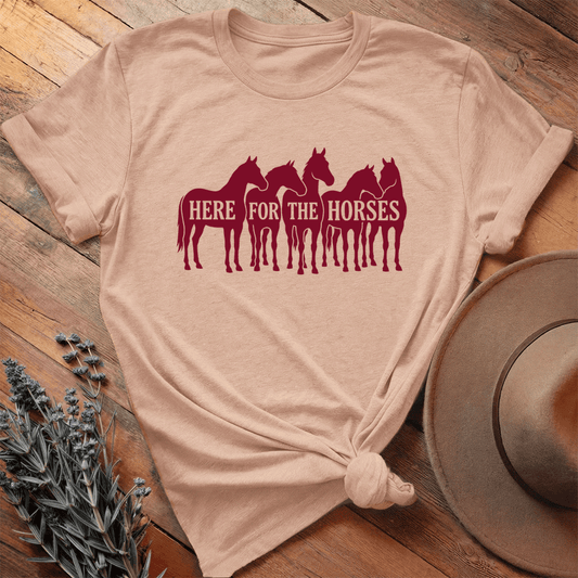 Here for the Horses - Premium Lightweight Tee - Heather Peach