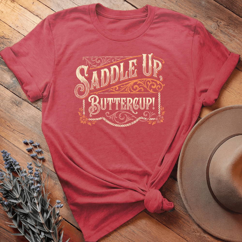 Saddle Up Buttercup! - Heather Red