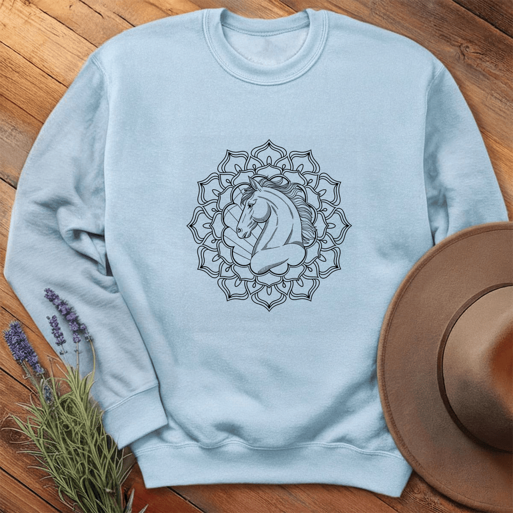 Mandala Horse Head - Sweatshirt - Light Blue