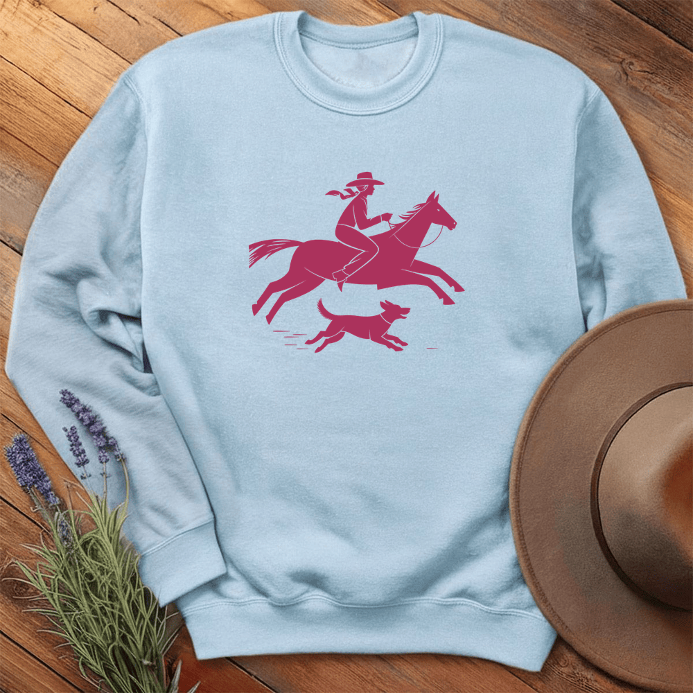 Cowgirl and dog - Sweatshirt - Light Blue