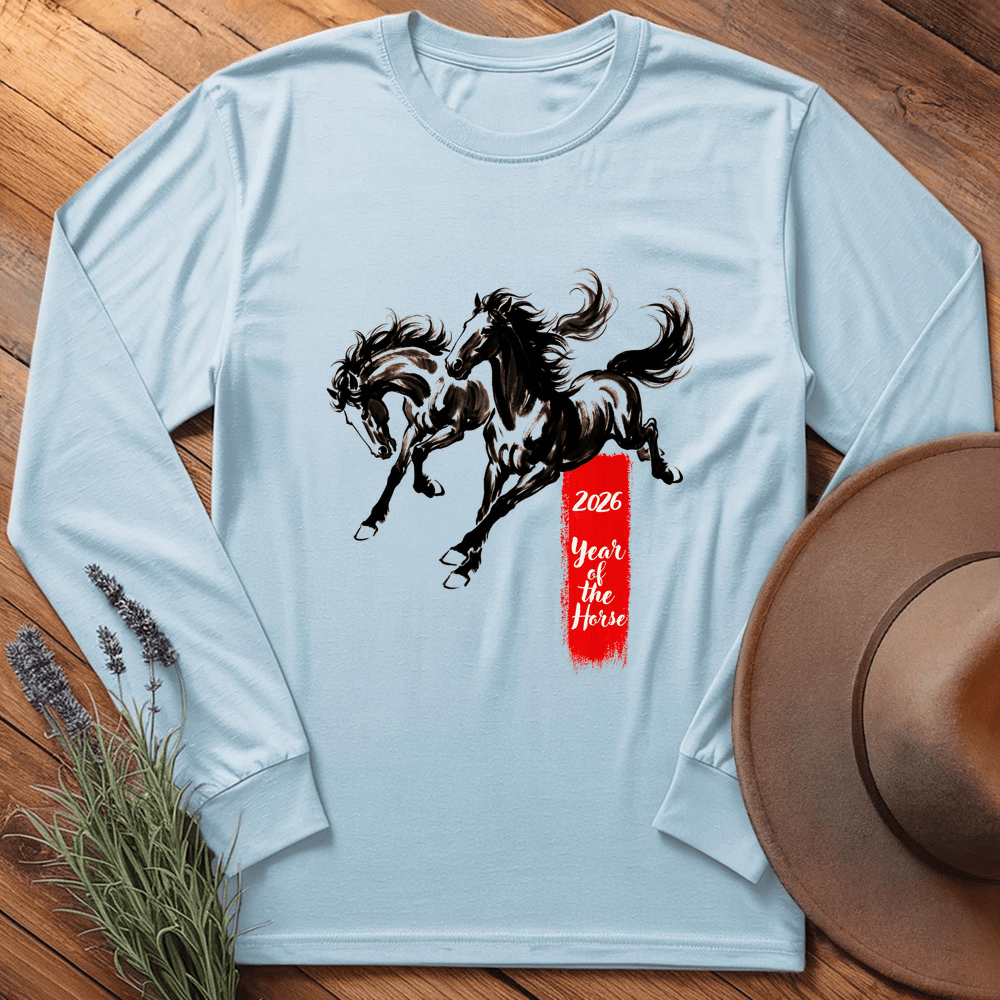 Year Of The Horse 4 - Long Sleeve - Light Blue