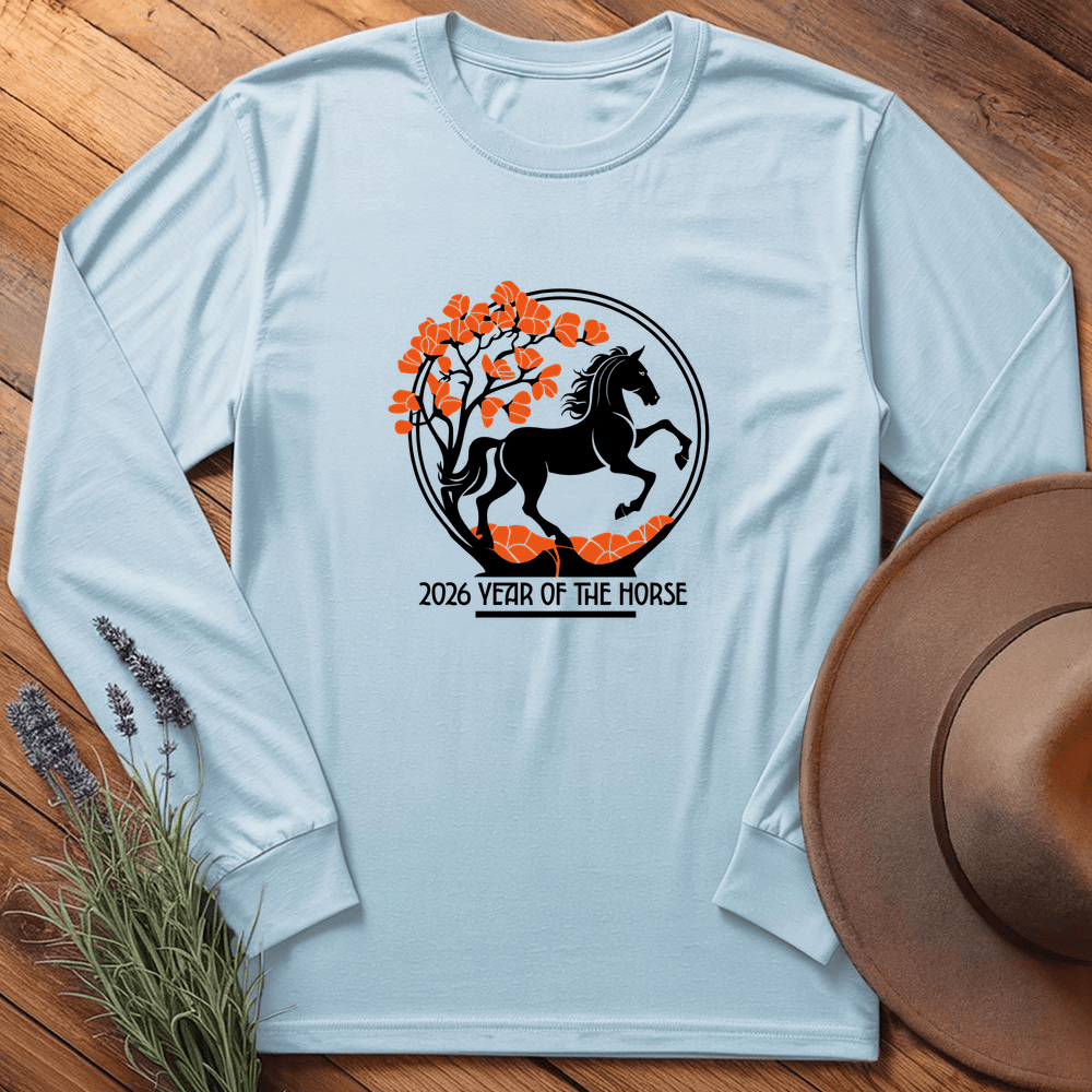 Year Of The Horse 8 - Long Sleeve - Light Blue
