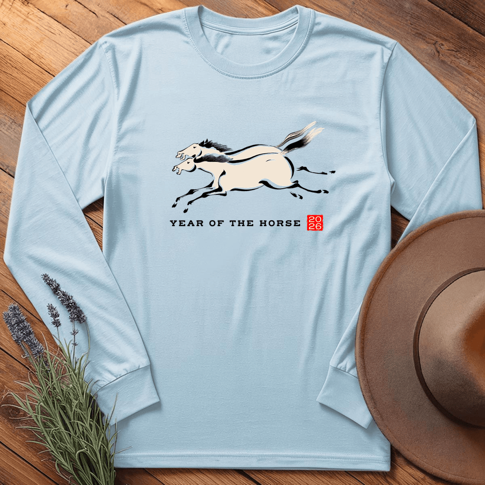 Year Of The Horse 12 - Long Sleeve - Light Blue