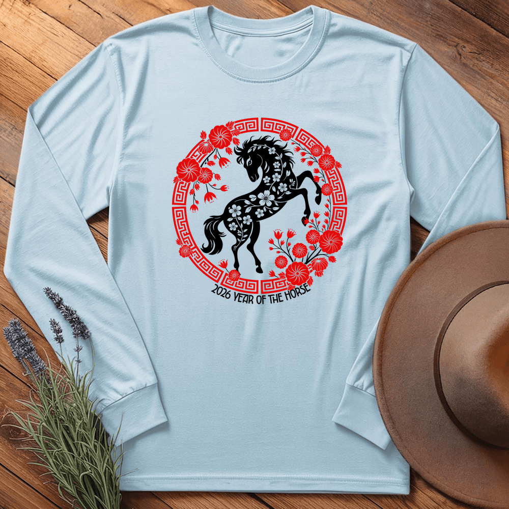 Year Of The Horse 9 - Long Sleeve - Light Blue