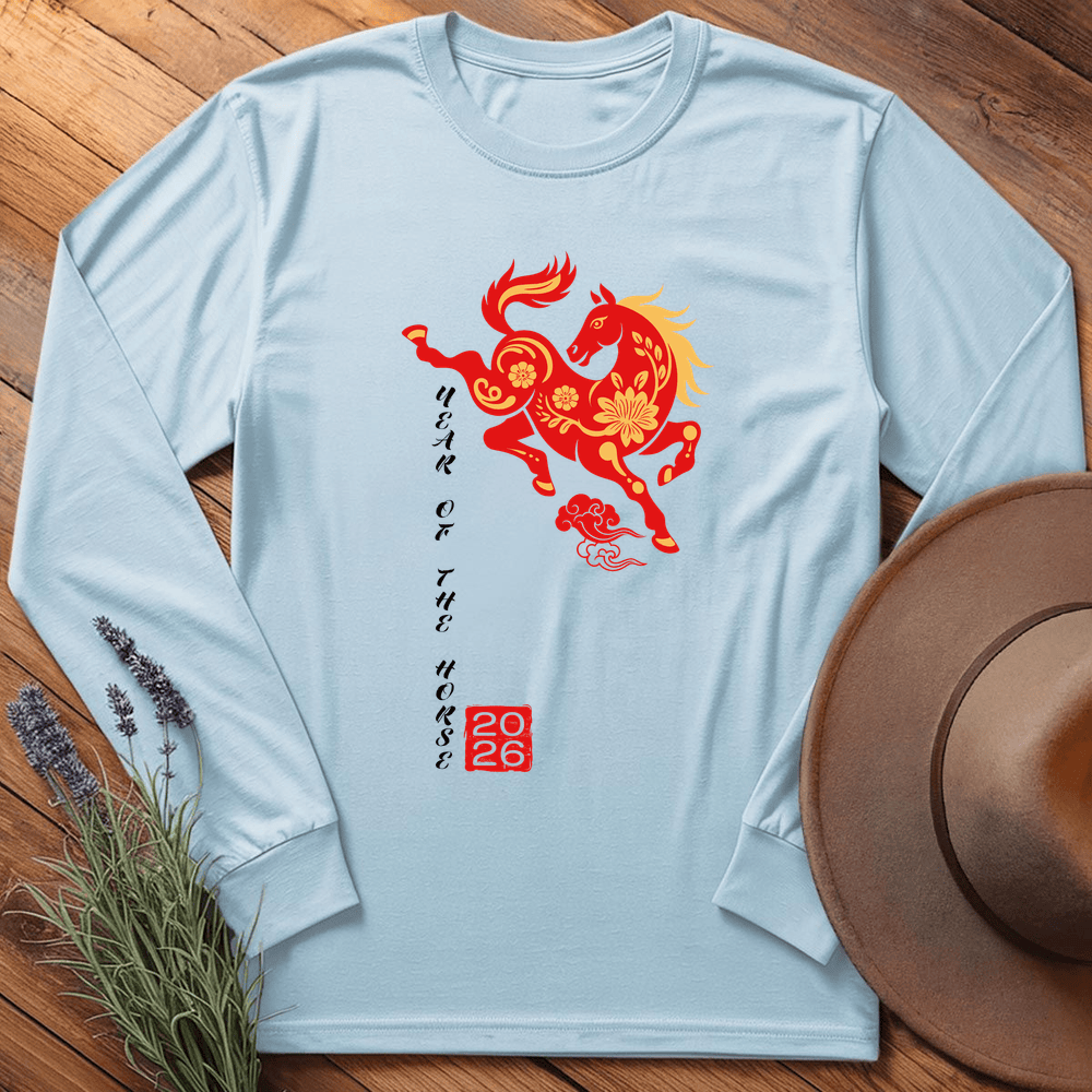 Year Of The Horse 6 - Long Sleeve - Light Blue