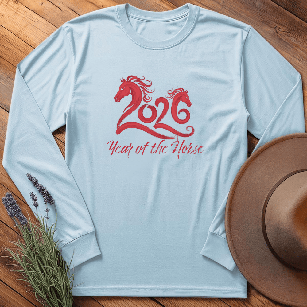 Year Of The Horse 3 - Long Sleeve - Light Blue