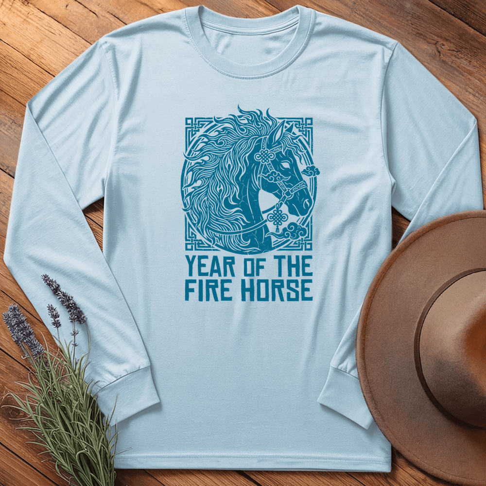 Year Of The Fire Horse 9 - Long Sleeve - Light Blue