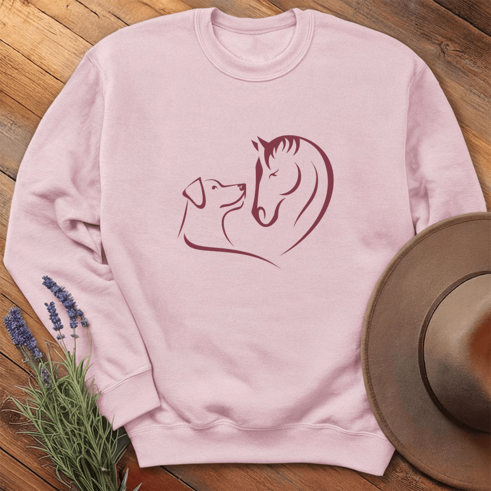 Horse & Dog Love - Sweatshirt - Light Pink