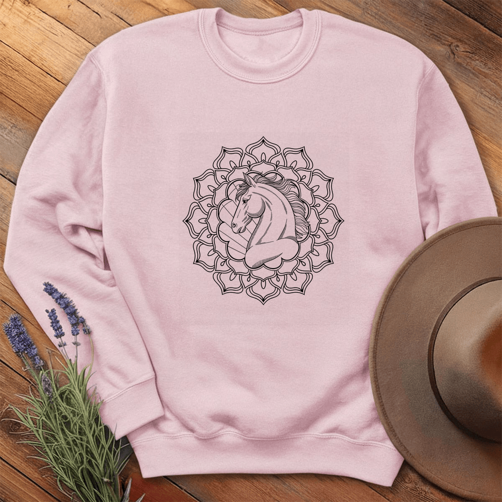 Mandala Horse Head - Sweatshirt - Light Pink