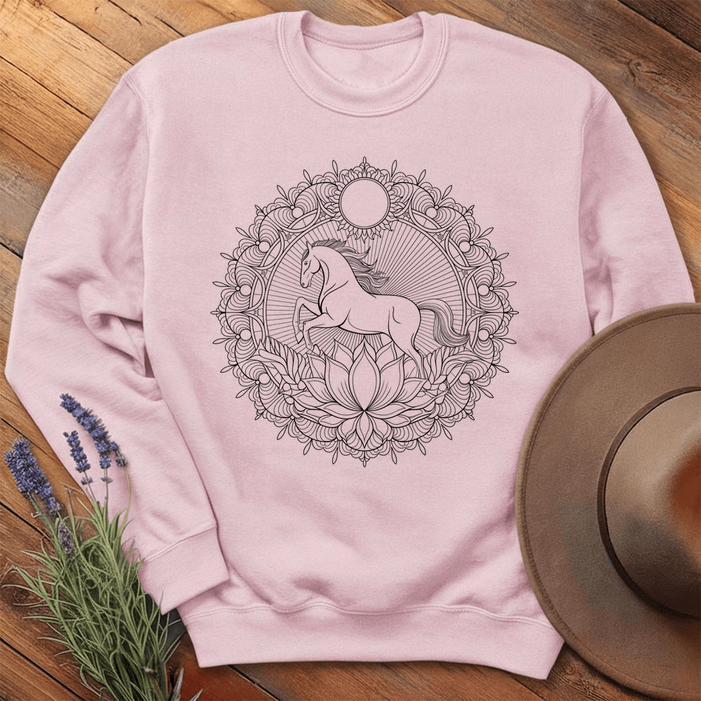 Mandala Horse - Swearshirt - Light Pink