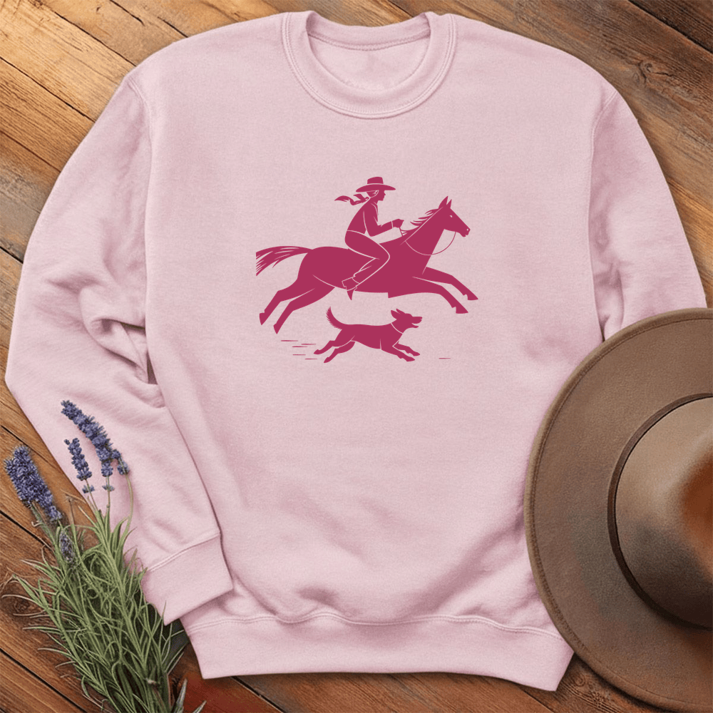 Cowgirl and dog - Sweatshirt - Light Pink
