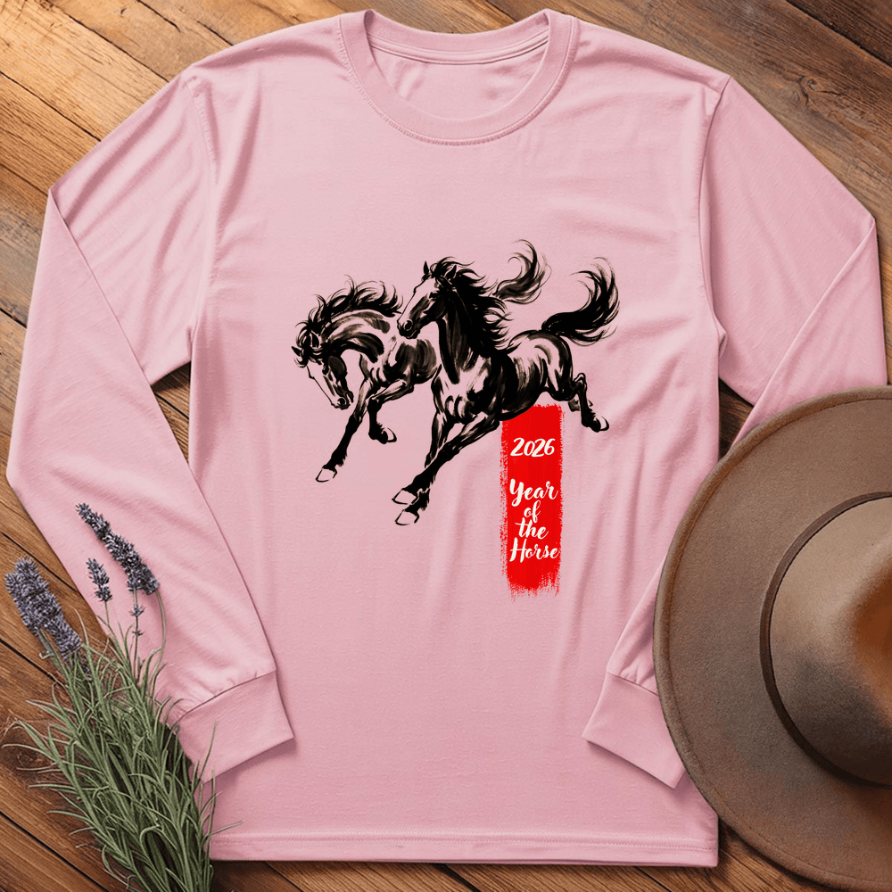 Year Of The Horse 4 - Long Sleeve - Light Pink