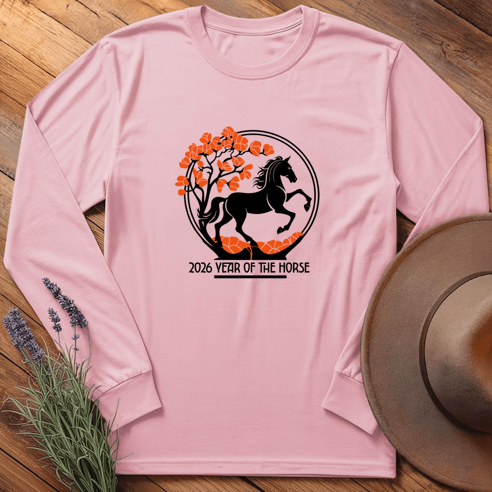 Year Of The Horse 8 - Long Sleeve - Light Pink