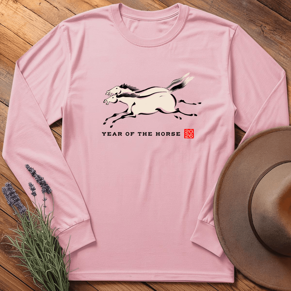 Year Of The Horse 12 - Long Sleeve - Light Pink