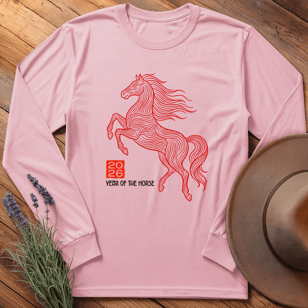 Year Of The Horse 7 - Long Sleeve - Light Pink