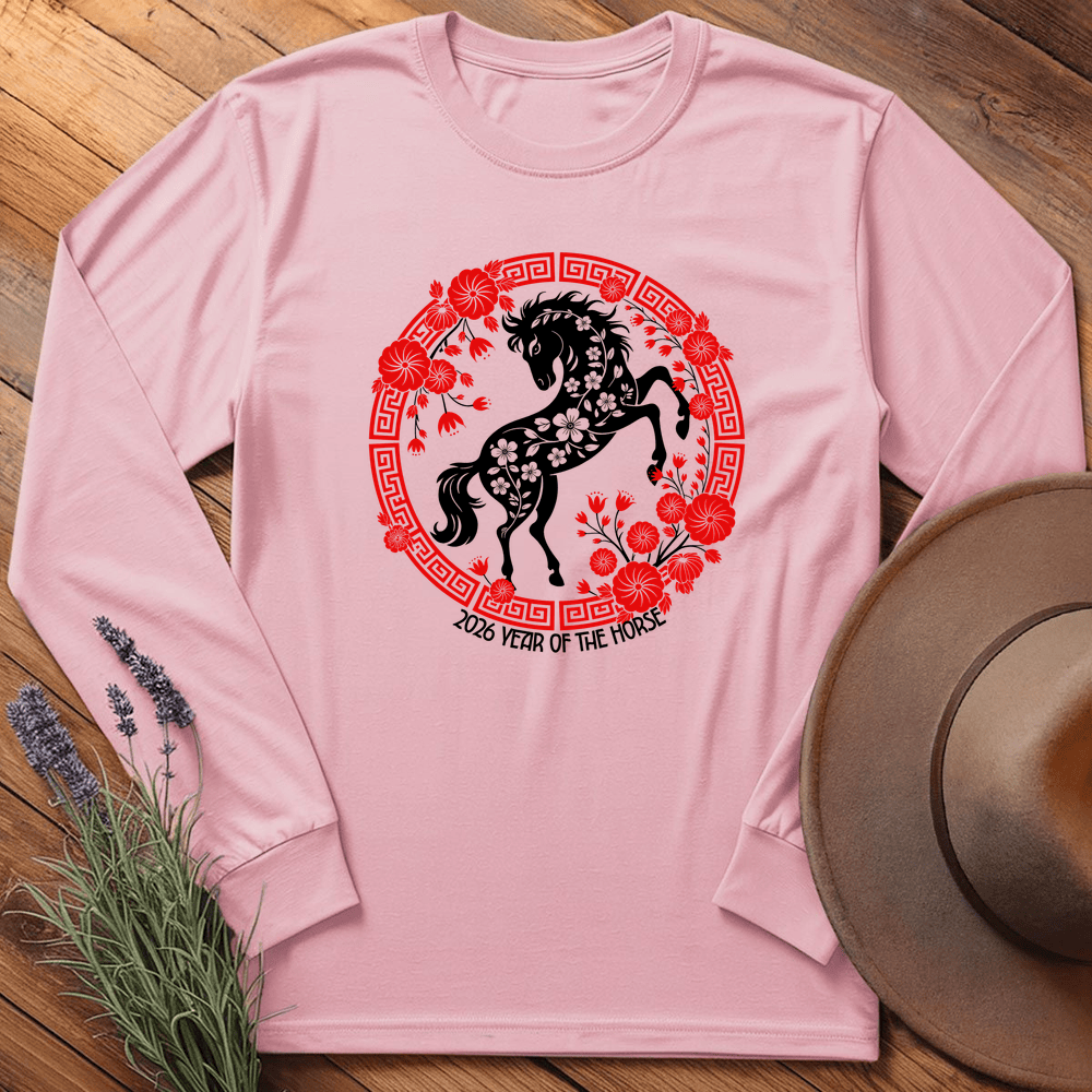 Year Of The Horse 9 - Long Sleeve - Light Pink
