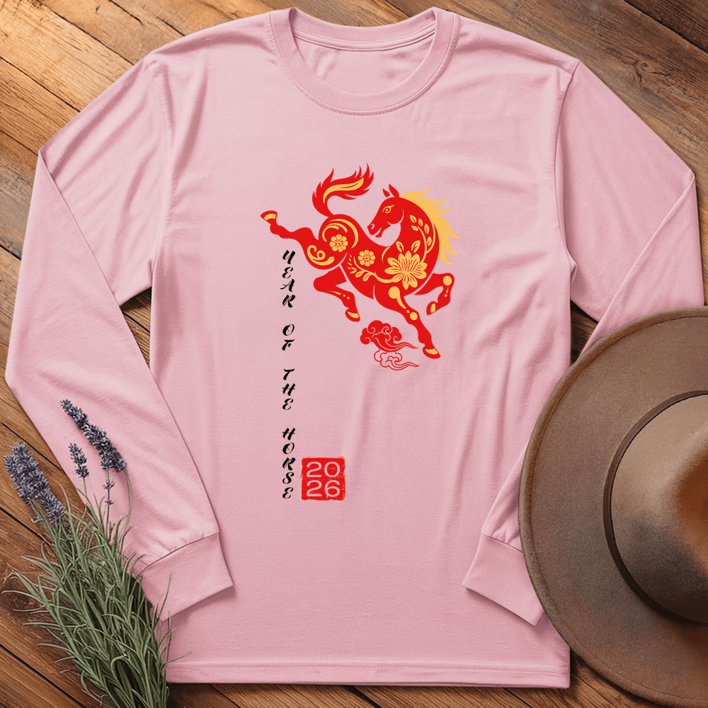 Year Of The Horse 6 - Long Sleeve - Light Pink