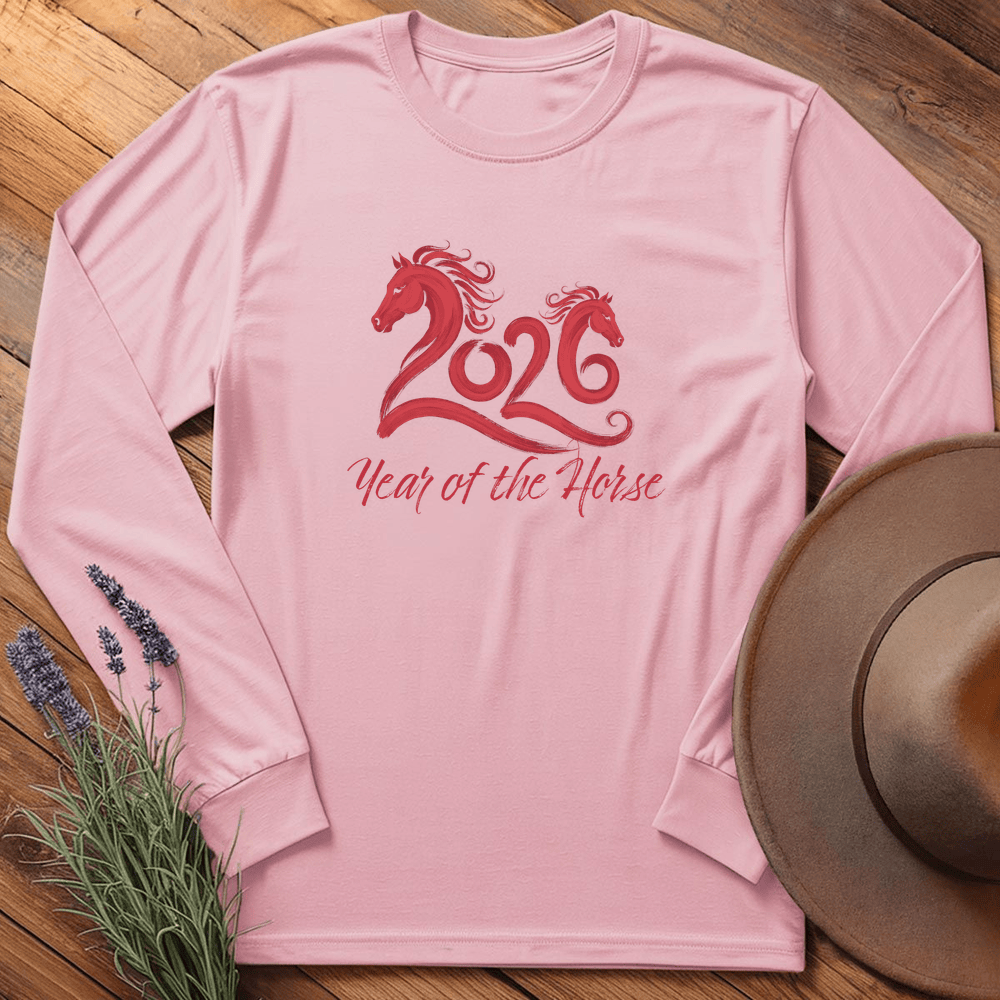 Year Of The Horse 3 - Long Sleeve - Light Pink