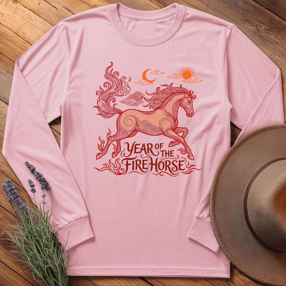 Year Of The Fire Horse 12 - Long Sleeve - Light Pink