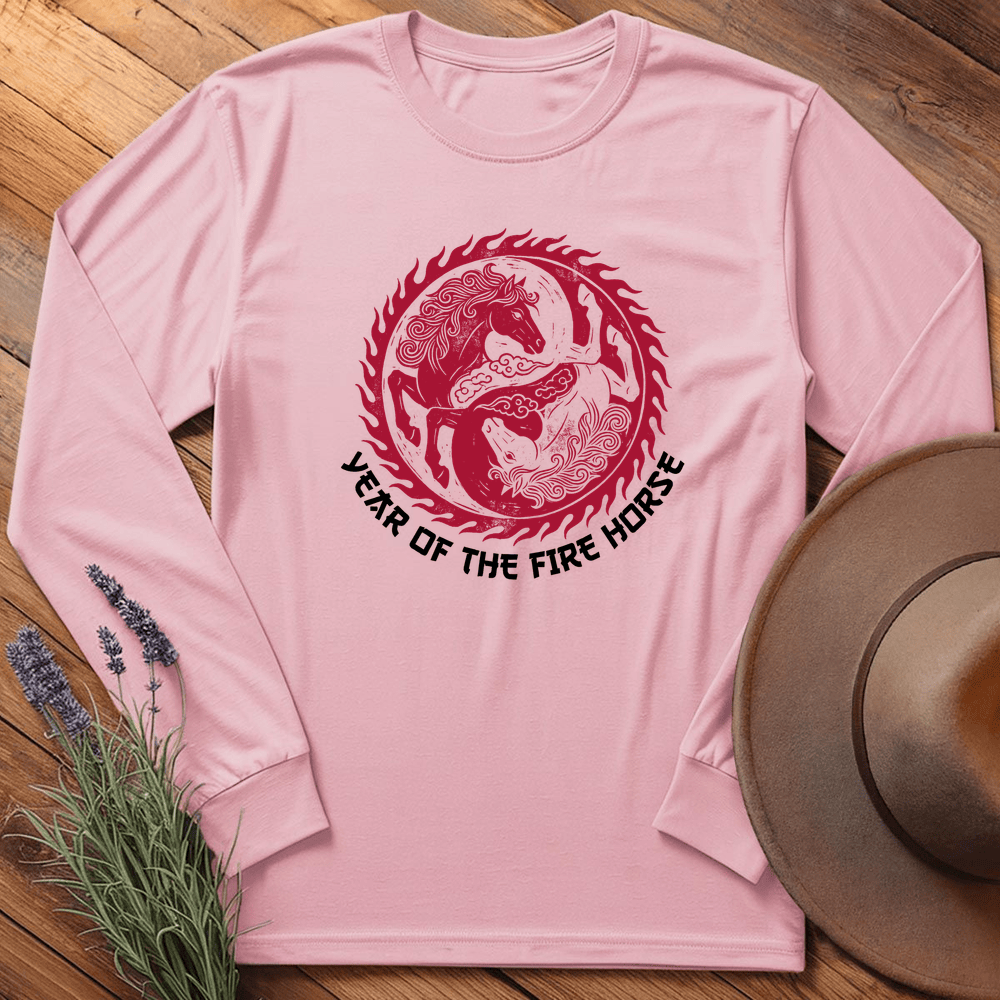Year Of The Fire Horse 7 - Long Sleeve - Light Pink