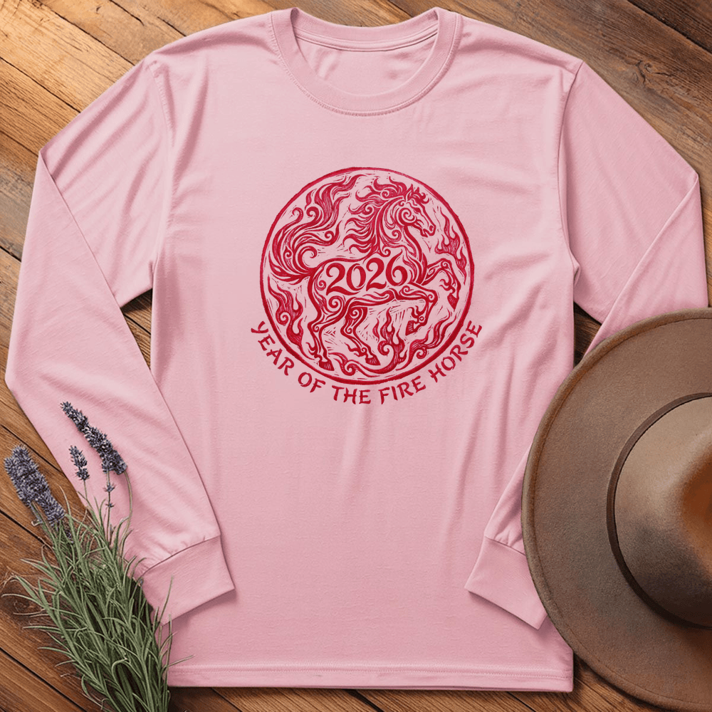 Year Of The Fire Horse 2 - Long Sleeve - Light Pink