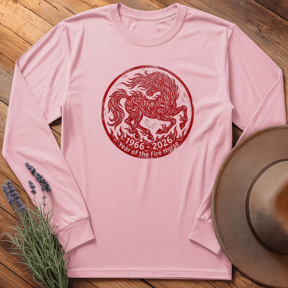 Year Of The Fire Horse 3 - Long Sleeve - Light Pink