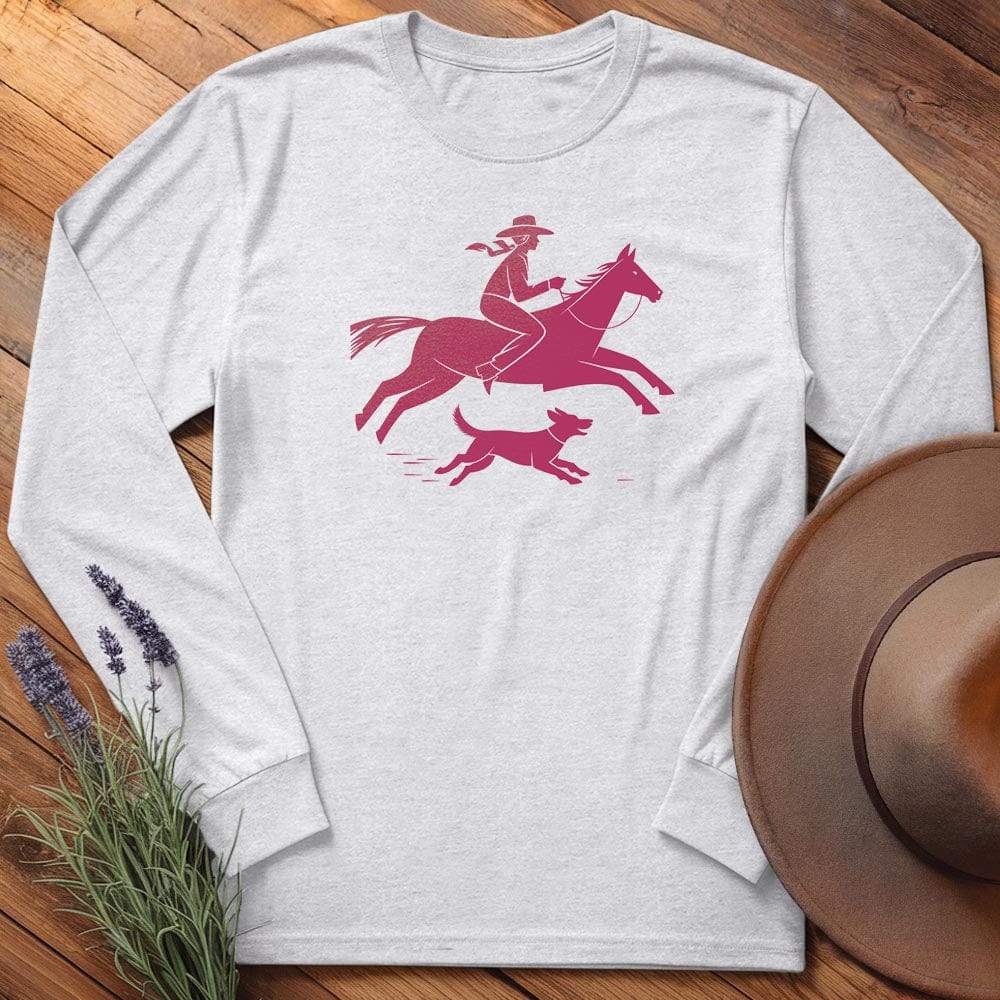 Cowgirl and dog - Long Sleeves
