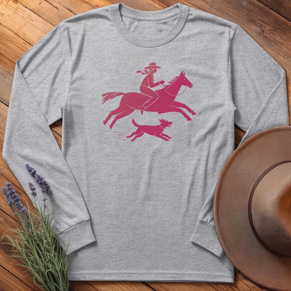Cowgirl and dog - Long Sleeves