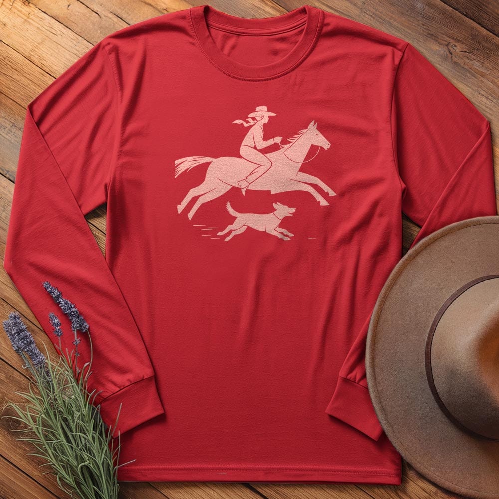 Cowgirl and dog - Long Sleeves
