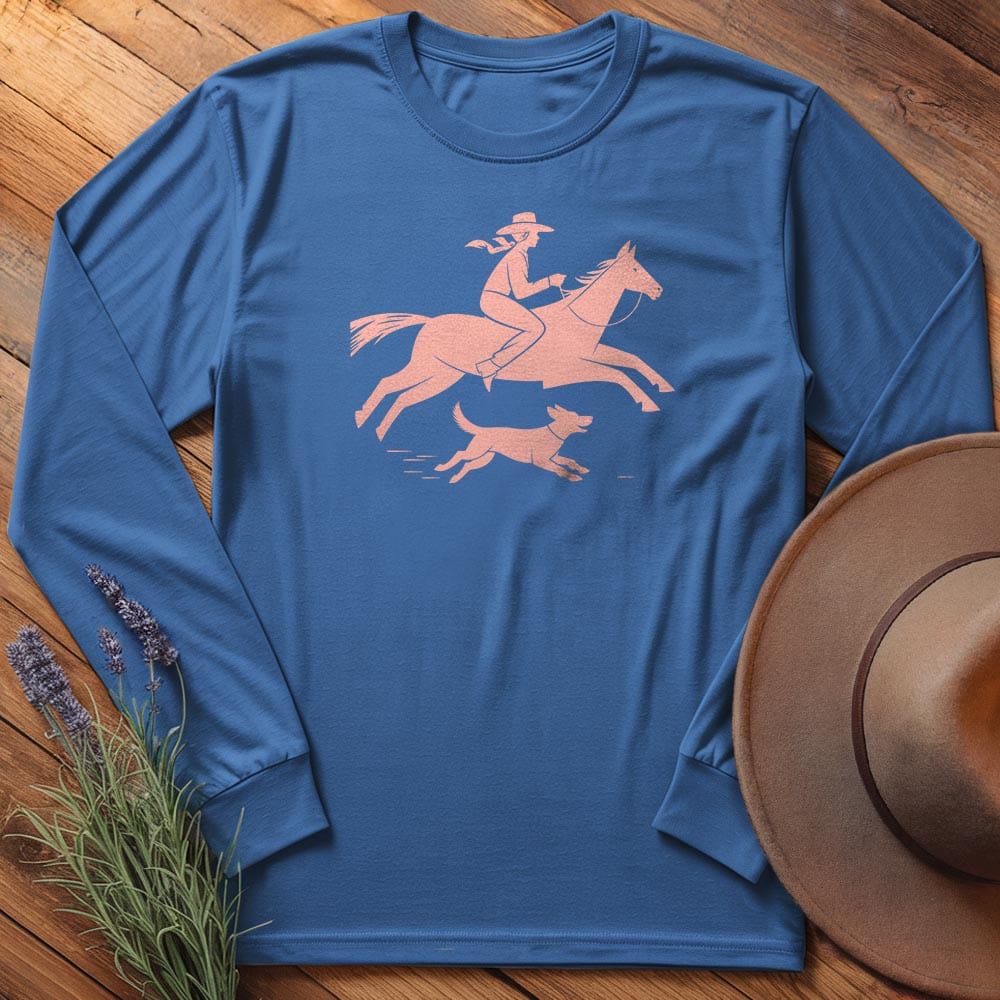 Cowgirl and dog - Long Sleeves