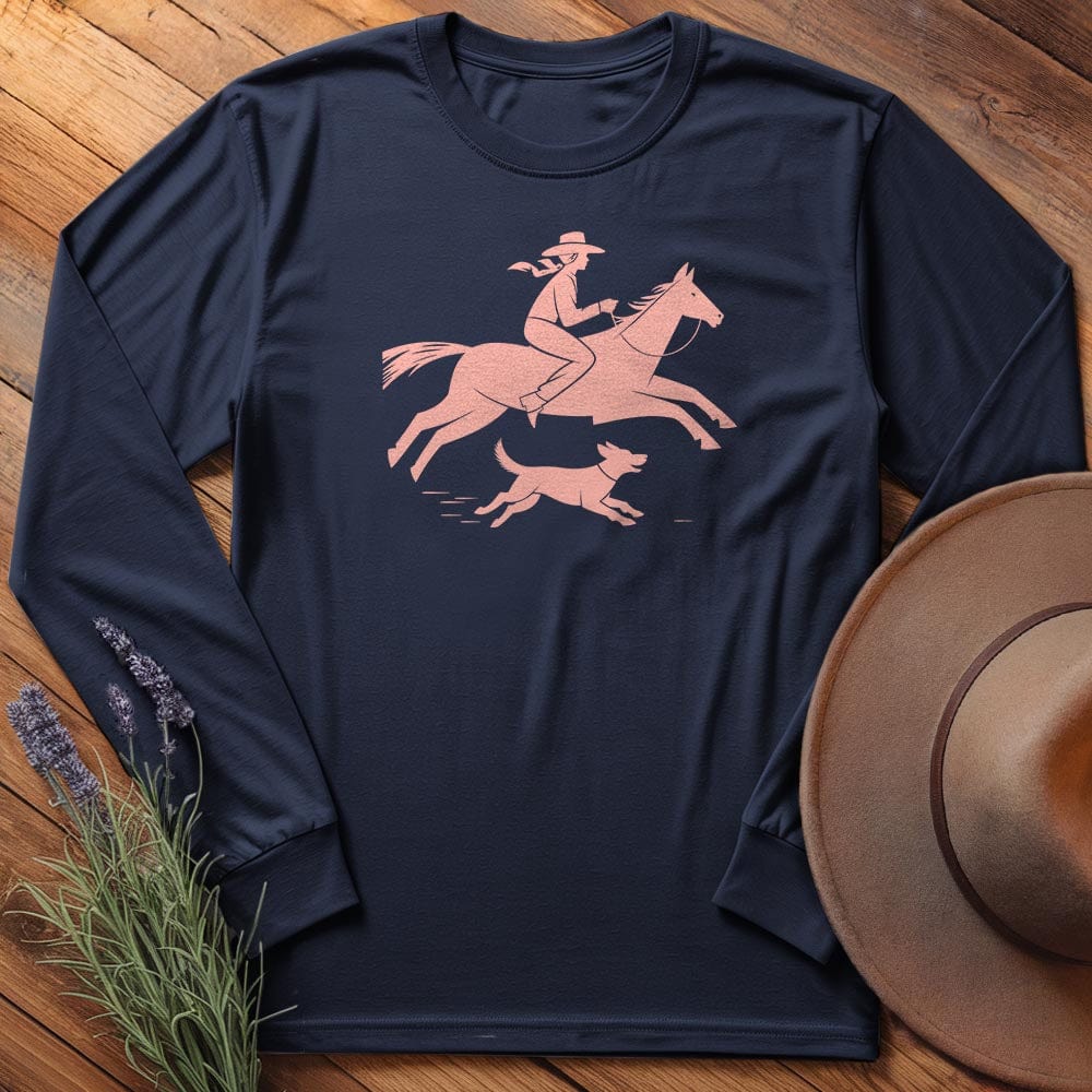Cowgirl and dog - Long Sleeves