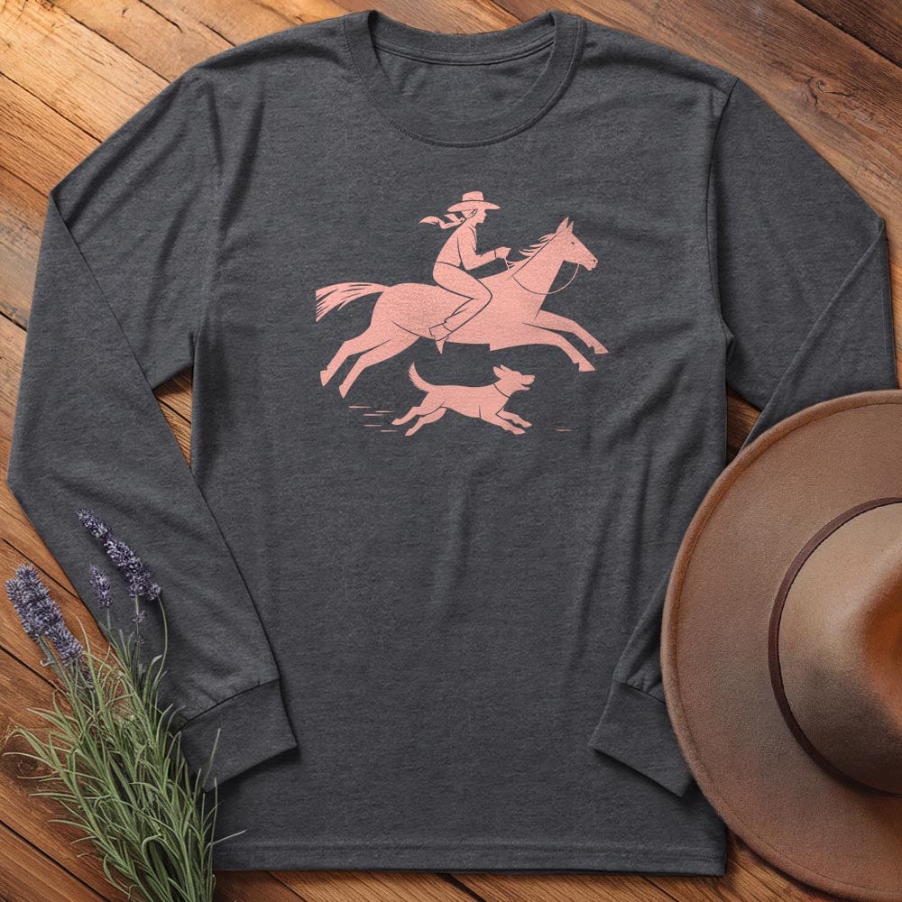 Cowgirl and dog - Long Sleeves