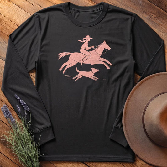 Cowgirl and dog - Long Sleeves