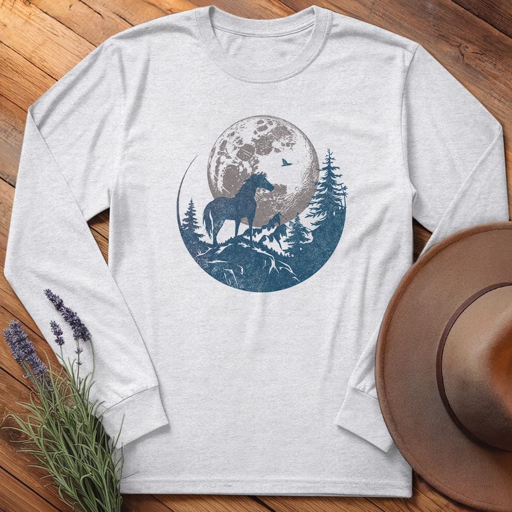 Horse and Full moon Art - Long Sleeves