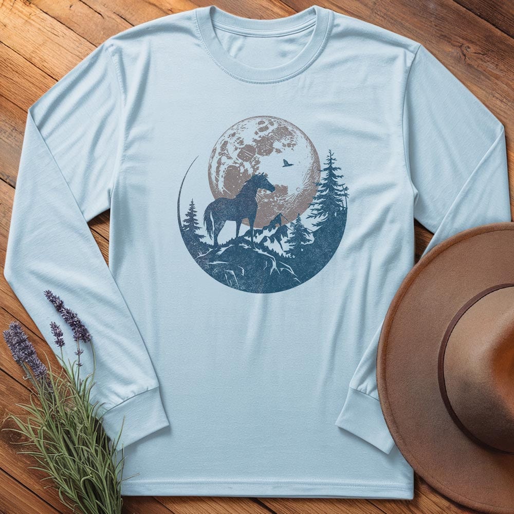 Horse and Full moon Art - Long Sleeves