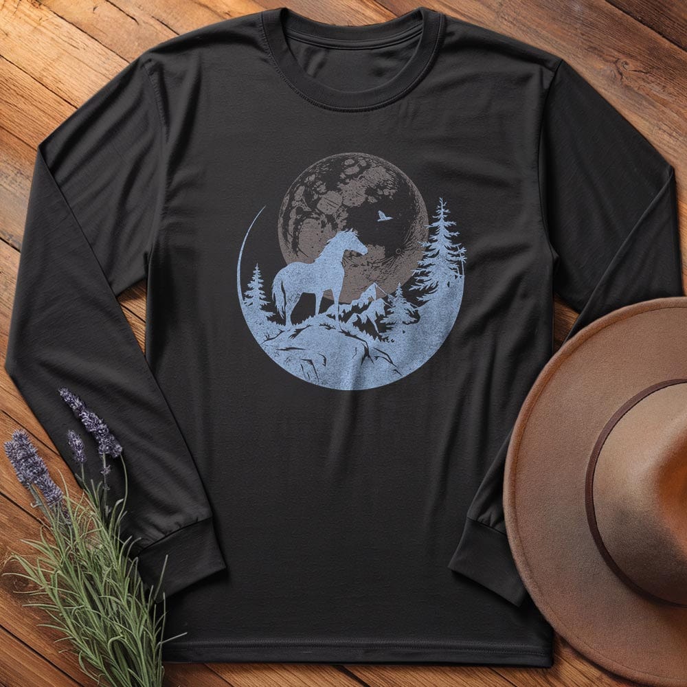 Horse and Full moon Art - Long Sleeves
