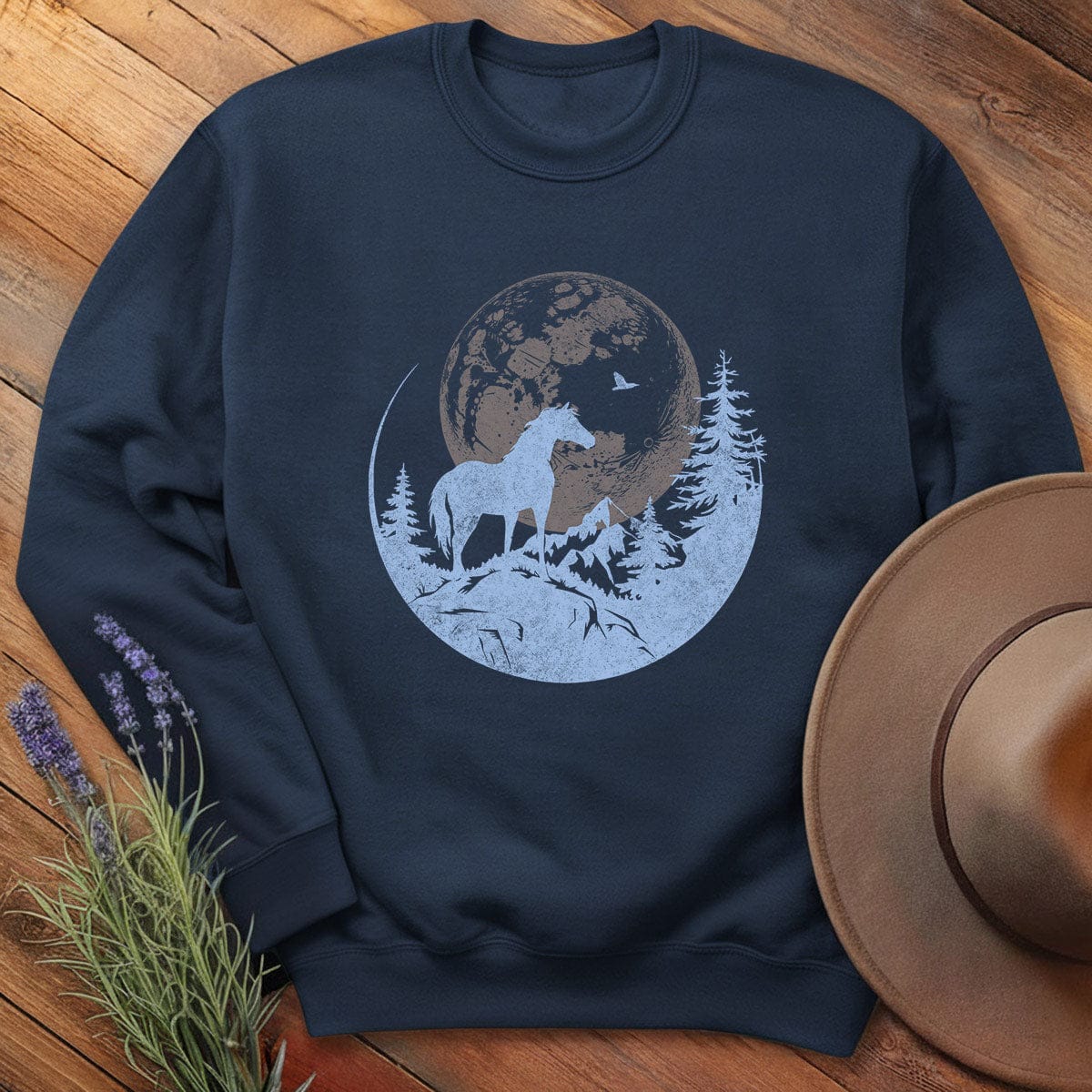 Horse and Full moon Art- Sweatshirt