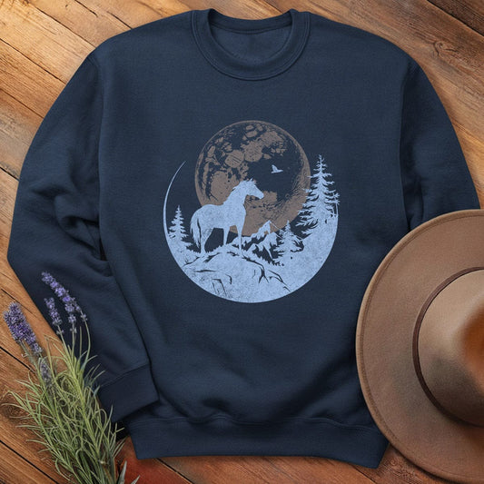 Horse and Full moon Art- Sweatshirt