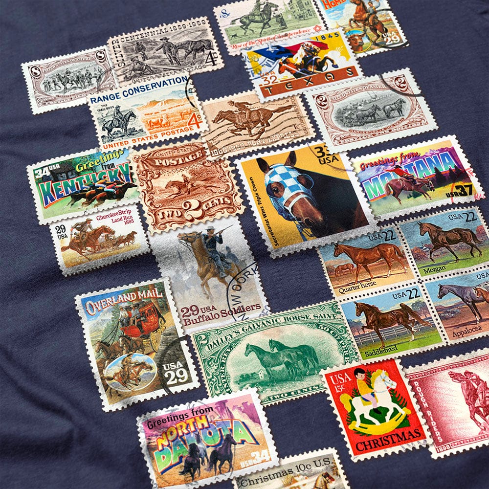 Horses Stamps USA - V-neck Lightweight