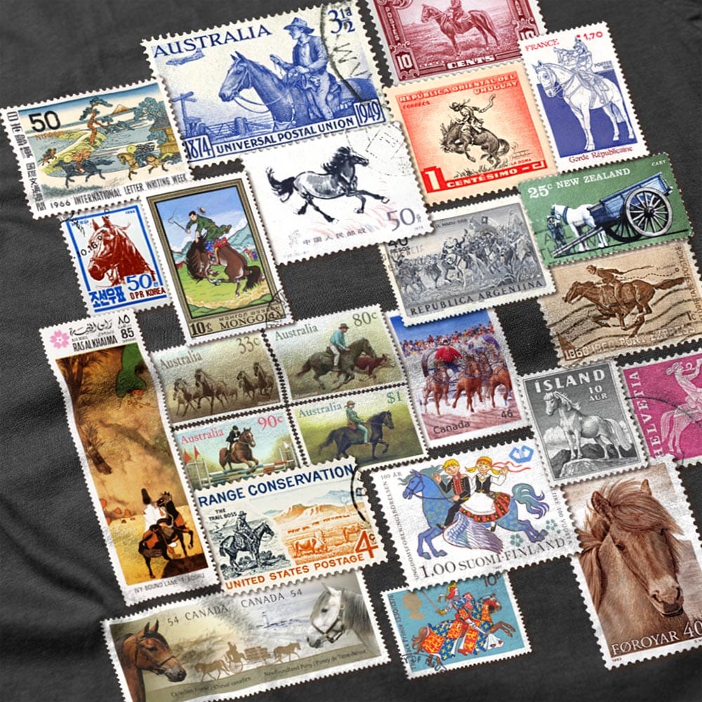 Horses Stamps of the World - V-neck Lightweight